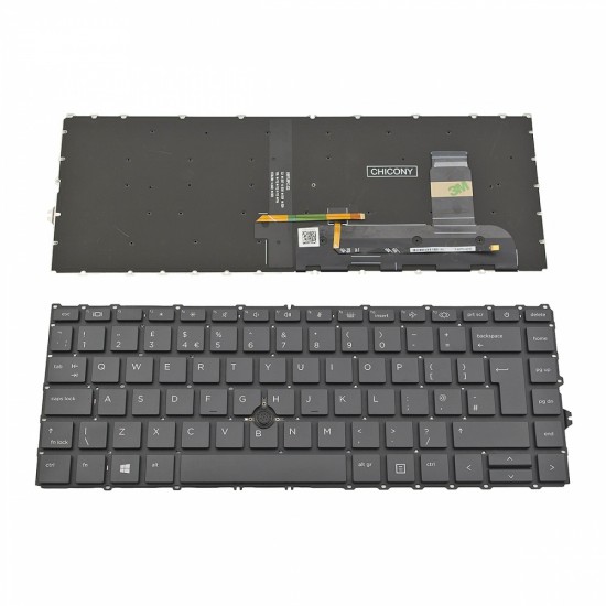 Πληκτρολόγιο Laptop keyboard για HP EliteBook 840 G7 Black Without frame With Pointing Stick, Backlit UK (Big Enter) - L87607-031 L87607-171 6037B0163818