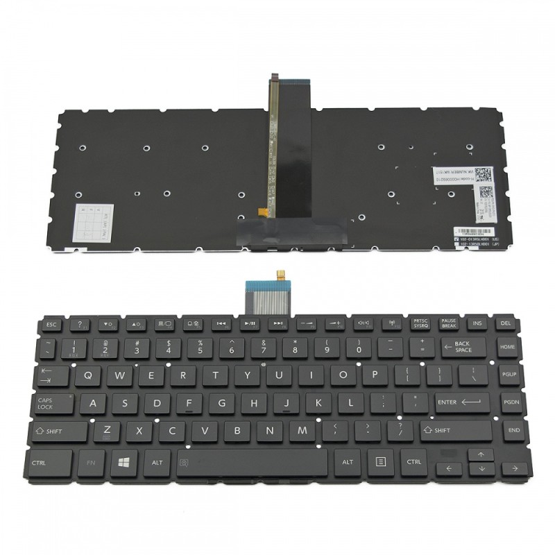 Πληκτρολόγιο Laptop keyboard για Toshiba Satellite E45T-B L40-B S40-B GLOSSY Black Without FRAME Backlit US (Small Enter) - H000069210 MP-13R53USJ528