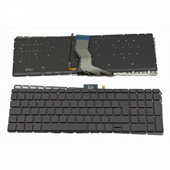Πληκτρολόγιο Laptop keyboard για HP Pavilion 15-AB BLACK Without FRAME UK (Big Enter) With Backlit Board (Red Printing) - 9Z.NC8BQ.70U NSK-CW7BQ