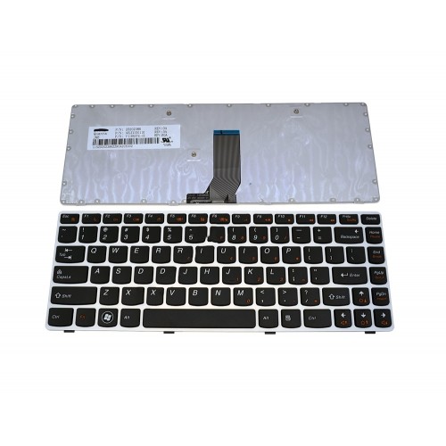 Πληκτρολόγιο Laptop keyboard για Lenovo Ideapad G480 G485 Z380 Z480 Z485 WHITE FRAME BLACK US -25202386 V-116920TS1-US
