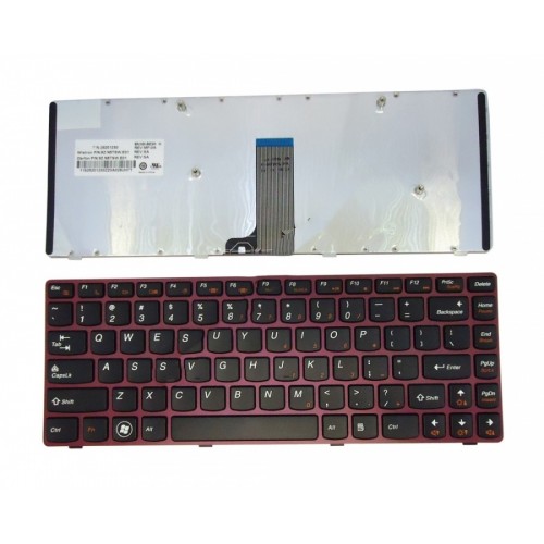 Πληκτρολόγιο Laptop keyboard για Lenovo Ideapad V370 RED FRAME BLACK US - 9Z.N5TSW.E01 MP-0A 25201230 B6ESW