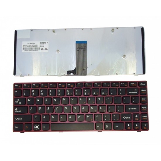 Πληκτρολόγιο Laptop keyboard για Lenovo Ideapad V370 RED FRAME BLACK US - 9Z.N5TSW.E01 MP-0A 25201230 B6ESW