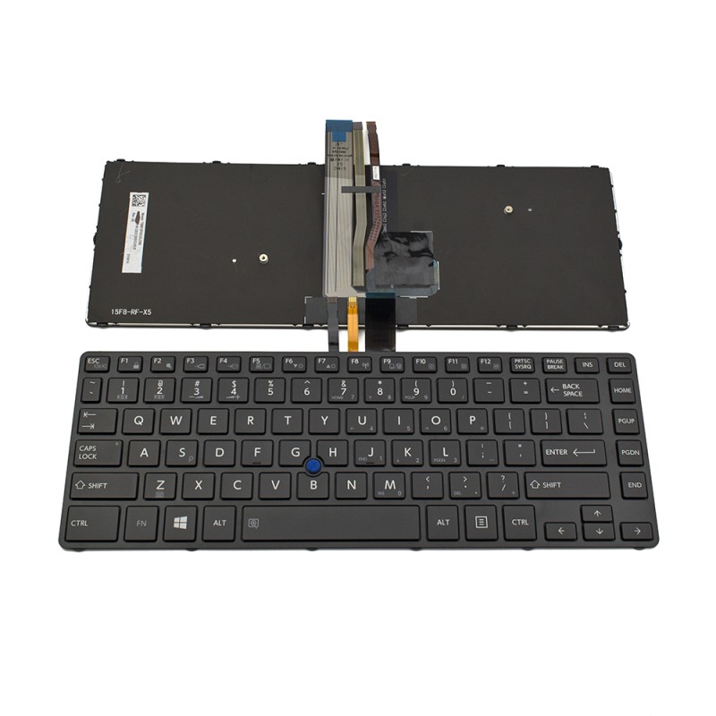 Πληκτρολόγιο Laptop keyboard για Toshiba Tecra A40-C A40-C1430 A40-C1440 A40-C-18R R40-C BLACK FRAME BLACK US Backlit With Pointing Stivk (Различно закрепване) - TBM15F83USJ356 G83C000GU5US