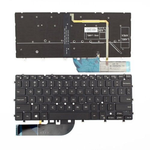 Πληκτρολόγιο Laptop keyboard για DELL Latitude 5285 5290 7275 Inspiron 13 7347 7348 7359 XPS 13 9343 9350 9360 BLACK WITHOUT FRAME US (Small Enter) Backlit - DKDXH 102-14A63LHD01 4XVX6