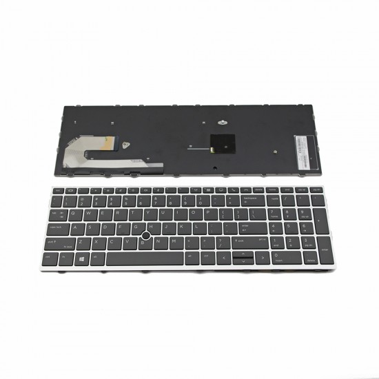Πληκτρολόγιο Laptop keyboard για HP EliteBook 755 G5 850 G5 ZBook 15u G5 Silver Frame Black With poiting stick US - V162826CS1 6037B0136201