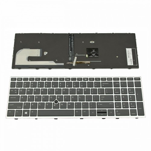 Πληκτρολόγιο Laptop keyboard για HP EliteBook 755 G5 850 G5 ZBook 15u G5 Silver Frame Black, Backlit With poiting stick US - L11999-B31 6037B0136102