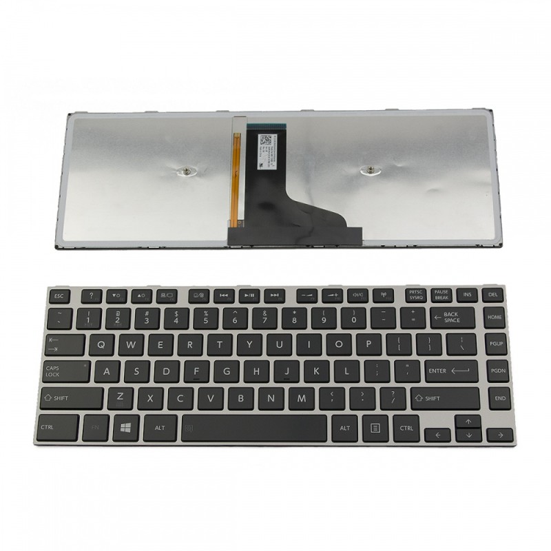 Πληκτρολόγιο Laptop keyboard για Toshiba Satellite E40-A E45-A E40T-A E45T-A M40-A M40T-A M45-A M45T-A U40-A U40T-A U45-A U45T-A SILVER FRAME BLACK Backlit US - 9Z.N7SBC.G01 PK1310R2B00