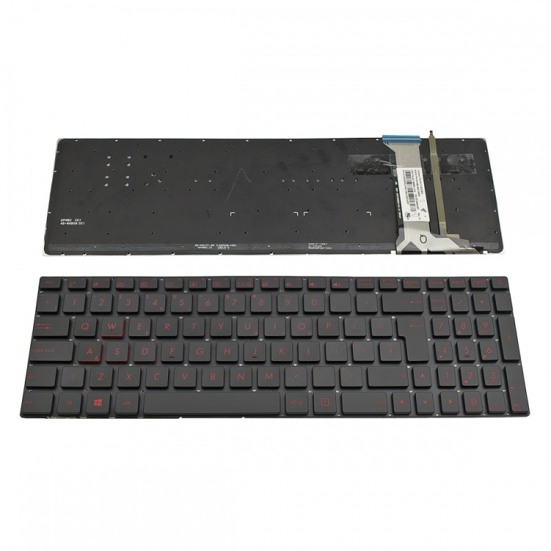 Πληκτρολόγιο Laptop keyboard για ASUS G551JW G771 N551 BLACK WITHOUT FRAME UK With Backlit (BIG ENTER) (REPRINT) - 0KNB0-6820UK00 9Z.N8BBU.W0U 9Z.N8BBC.Q1A (Съвместима)