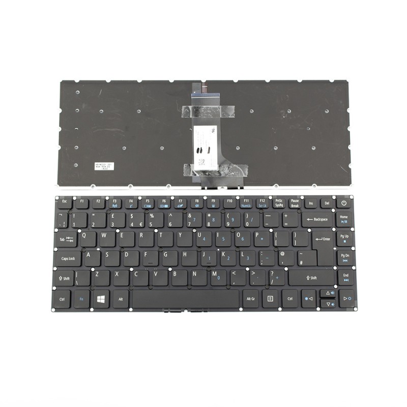 Πληκτρολόγιο Laptop keyboard για Acer Aspire E5-422 E5-422G E5-432 E5-432G E5-452 E5-452G E5-473 E5-473G E5-473T E5-473TG E5-474 E5-474G E5-491G ES1-420 ES1-421 TravelMate P248-M P248-MG BLACK WITHOUT FRAME UK (Biq Enter) Backlit - NK.I1417.0JU
