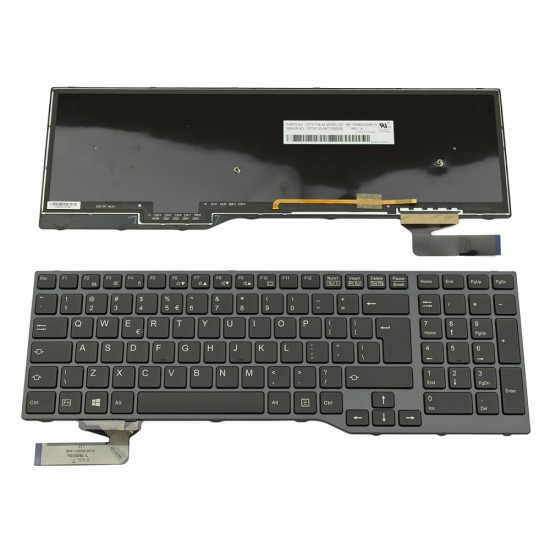 Πληκτρολόγιο Laptop keyboard για Fujitsu Lifebook E753 E754 E756 GRAY FRAME BLACK Backlit UI - MP-12S96U5JD851W CP731735-04