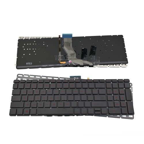 Πληκτρολόγιο Laptop keyboard για HP Pavilion 15-AB BLACK Without FRAME US (Small Enter) With Backlit Board (Red Printing) - 9Z.NC8BQ.701 NSK-CW7BQ
