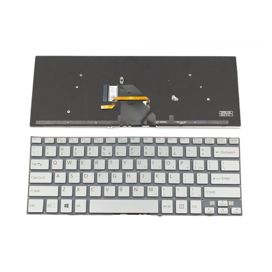 Πληκτρολόγιο Laptop keyboard για SONY VAIO SVF 14 SILVER WITHOUT FRAME With Backlit US (Small ENTER)(PULLED) - 149239131USX AEHK8R001303A 9Z.NADBQ.21D