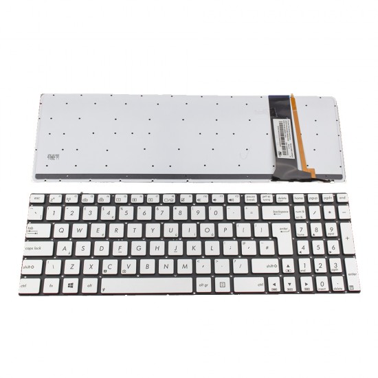 Πληκτρολόγιο Laptop keyboard για ASUS N56 N56V U500VZ N76 R500V R505 S550C A56 N750 SILVER WITHOUT FRAME UK (BIG ENTER) With Backlit - 0KNB0-6629UK00 9Z.N8BBU.N0U 0KN0-N43UK23