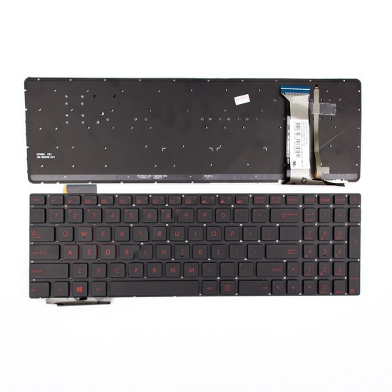 Πληκτρολόγιο Laptop keyboard για ASUS G551JW G771 N551 BLACK WITHOUT FRAME US With Backlit (SMALL ENTER) - 0KNB0-662CUS00 9Z.N8BBU.S01 NSK-UPQBC PK13183310S 9Z.N8BBC.Q01