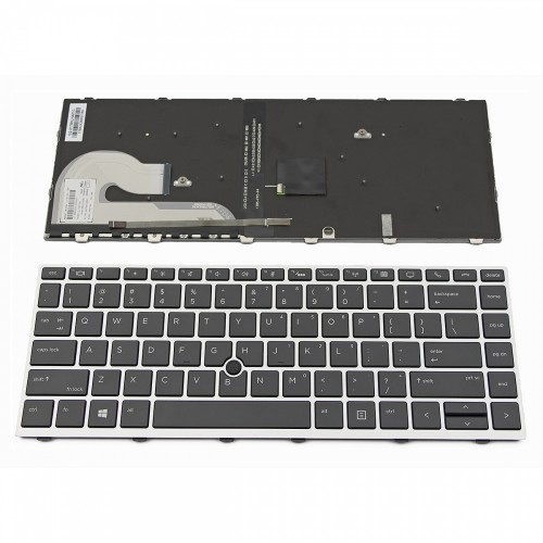 Πληκτρολόγιο Laptop keyboard για HP EliteBook 745 G5 745 G6 830 G5 840 G5 840 G6 Silver Frame Black with Pointing Stick, Backlit US - L11307-001 L09813-151 6037B0138601
