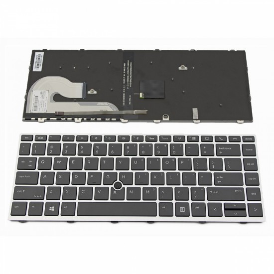 Πληκτρολόγιο Laptop keyboard για HP EliteBook 745 G5 745 G6 830 G5 840 G5 840 G6 Silver Frame Black with Pointing Stick, Backlit US - L11307-001 L09813-151 6037B0138601