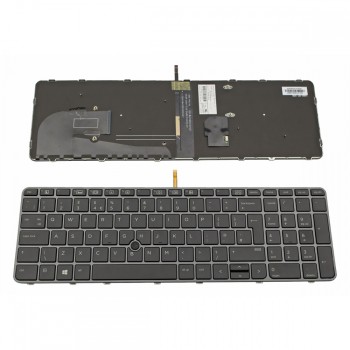 Πληκτρολόγιο Laptop keyboard για HP Elitebook 755 G3 755 G4 850 G3 850 G4 Backlit, With Pointing Stick, Gray Frame Black UK - 821157-031 6037B0116703