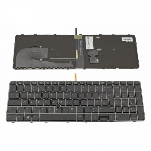 Πληκτρολόγιο Laptop keyboard για HP Elitebook 755 G3 755 G4 850 G3 850 G4 Backlit, With Pointing Stick, Gray Frame Black UK - 821157-031 6037B0116703