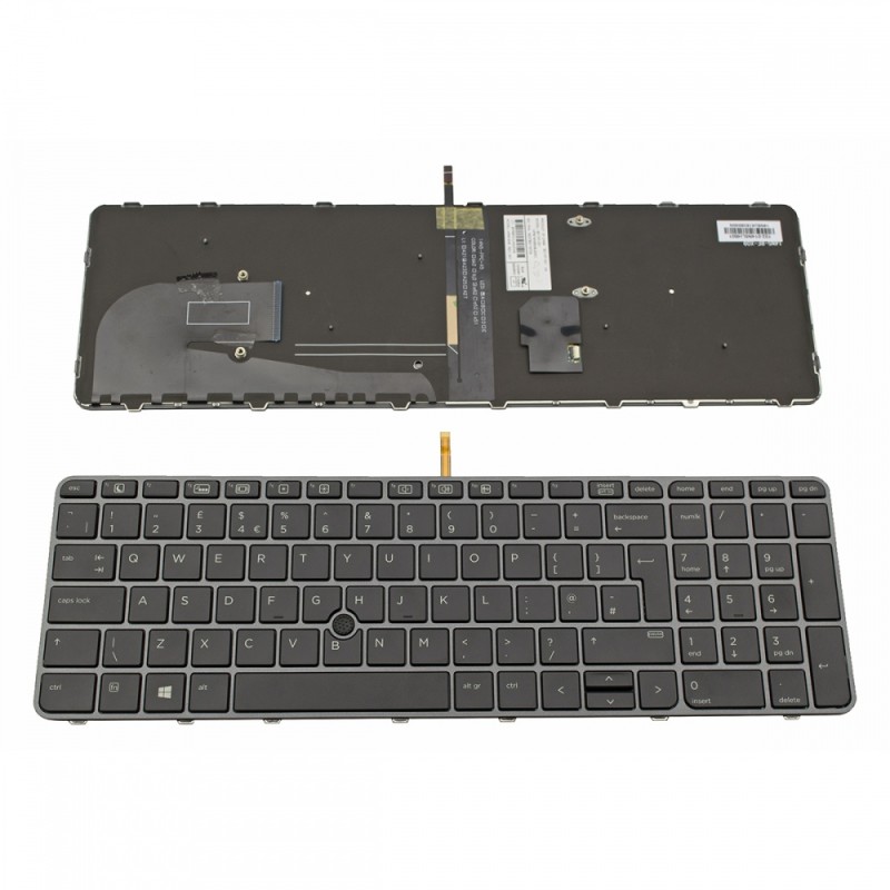 Πληκτρολόγιο Laptop keyboard για HP Elitebook 755 G3 755 G4 850 G3 850 G4 Backlit, With Pointing Stick, Gray Frame Black UK - 821157-031 6037B0116703