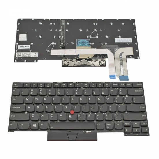 Πληκτρολόγιο Laptop keyboard για Lenovo ThinkPad T490s BLACK WITHOUT FRAME, Backlit With Pointing Stick US (Small Enter) - SN20R58769 SG-96800-XUA