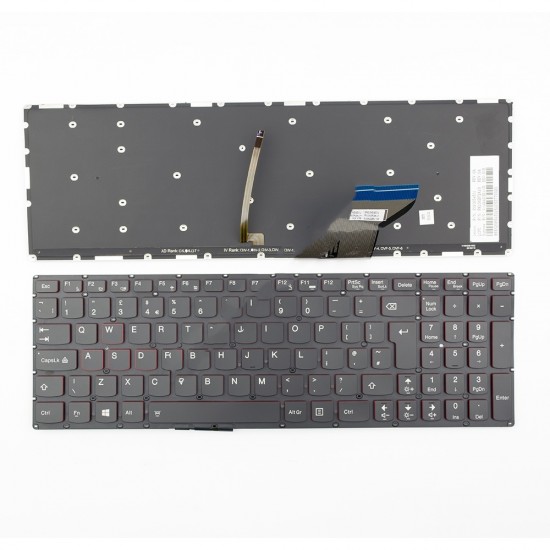 Πληκτρολόγιο Laptop keyboard για Lenovo Y700-15ISK BLACK WITHOUT FRAME Backlit UK (BIG ENTER) - PK130ZF2A10 SN20H54501 V-149420EK1
