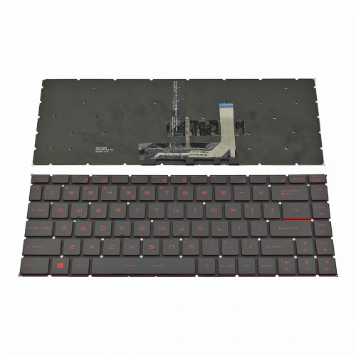 Πληκτρολόγιο Laptop keyboard για MSI GF63 GS65 Black Without Frame With BACKLIT (Red Light) US (--Small Enter) - NSK-FDDBN