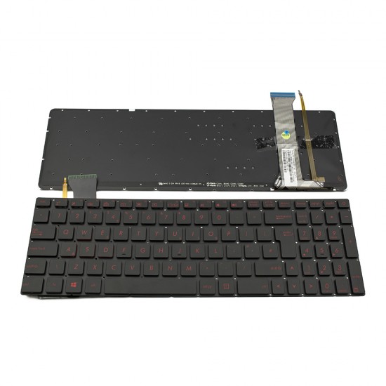 Πληκτρολόγιο Laptop keyboard για ASUS ROG G552 GL552 G552V BLACK WITHOUT FRAME UK With Backlit (BIG ENTER) - 0KNB0-6611UK00 V143962BK1