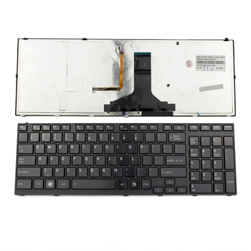 Πληκτρολόγιο Laptop keyboard για Toshiba Satellite A660 A660D A665 BLACK FRAME GLOSSY Backlit US - NSK-TQ0BC 9Z.N4YBC.001