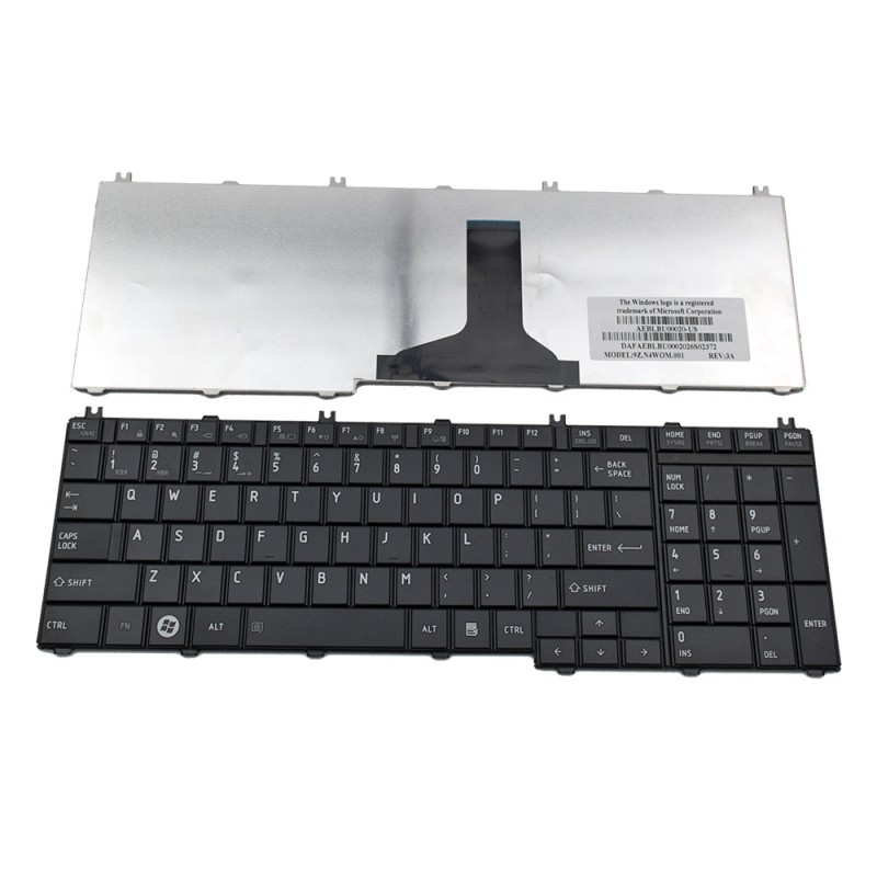 Πληκτρολόγιο Laptop keyboard για Toshiba Satellite C650 C655 C660 C670 C675 L650 L655 L670 L675 Series US Black MATT - NSK-TN0SV 9Z.N4WSC.001 PK130CK1A00 6037B0047802 MP-09N13US-698 K000110120