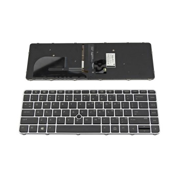 Πληκτρολόγιο Laptop keyboard για HP EliteBook 745 G3 840 G3 848 G3 SILVER FRAME BLACK With Pointing Stick, Backlit US - 819877-B31 819877-001 901042-001 6037B0126901 9Z.NCHBV.401