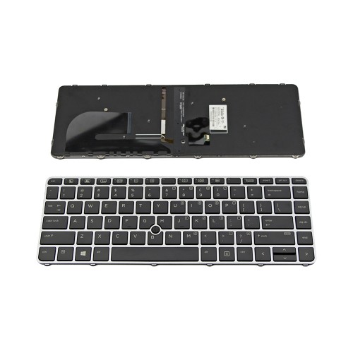 Πληκτρολόγιο Laptop keyboard για HP EliteBook 745 G3 840 G3 848 G3 SILVER FRAME BLACK With Pointing Stick, Backlit US - 819877-B31 819877-001 901042-001 6037B0126901 9Z.NCHBV.401