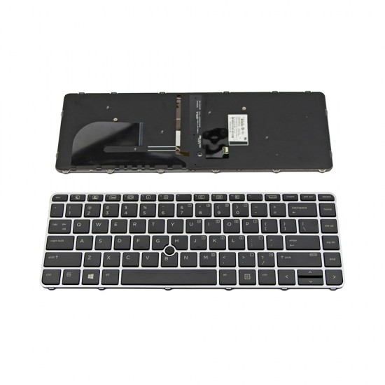 Πληκτρολόγιο Laptop keyboard για HP EliteBook 745 G3 840 G3 848 G3 SILVER FRAME BLACK With Pointing Stick, Backlit US - 819877-B31 819877-001 901042-001 6037B0126901 9Z.NCHBV.401