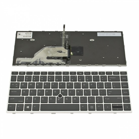 Πληκτρολόγιο Laptop keyboard για HP ProBook 640 G4 645 G4 640 G5 Silver Frame Black, Backlit With Pointing Stick US - L09548-001 L00737-001 6037B0134001