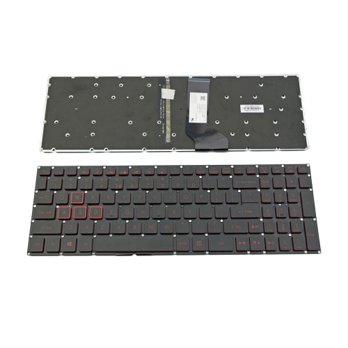 Πληκτρολόγιο Laptop keyboard για Acer Nitro 5 AN515-41 AN515-42 AN515-51 AN515-52 AN515-53 Black Without Frame With Backlit (Red Printing) US (--Small Enter)(Кабел - 28 пина / ширина на кабела -29 mm) - NK.I1513.06B NK.I1517.00K 6B.Q2SN2.029 PK132421A00