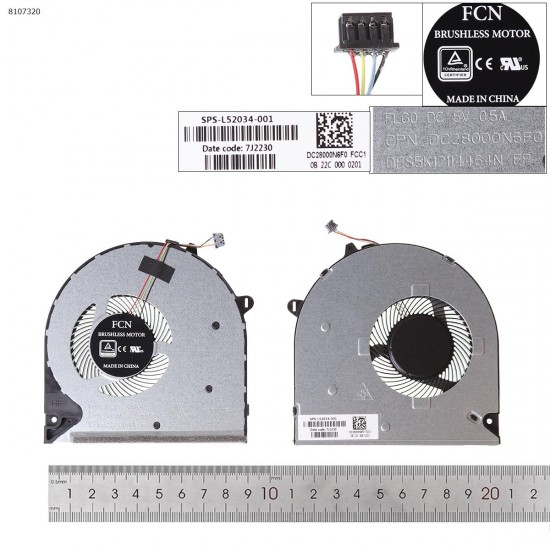 Fan Ανεμιστηράκι HP 15-dw1016nv 250 G9 L52034-001 255  G9 Fan Ανεμιστηράκι HP 15-dw1016nv 250 G9 L52034-001 255  G9