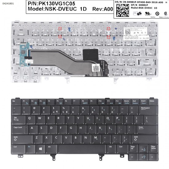 Πληκτρολόγιο Keyboard Dell Latitude E6320 E6420 E6440 E5420 E6220 E6430
