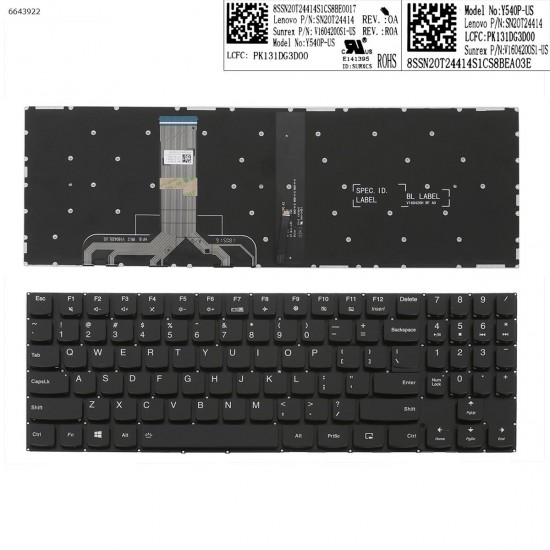 Πληκτρολόγιο Keyboard Lenovo Legion R720 R720-15IKB 