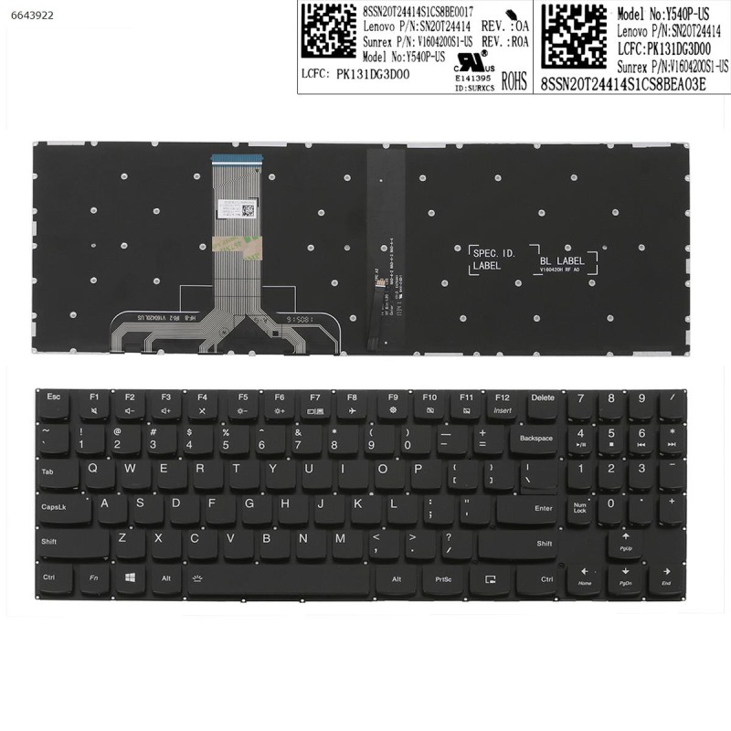 Πληκτρολόγιο Keyboard Lenovo LEGION Y540 Y540-15IRH Y540-17IRH Y540-15IRH