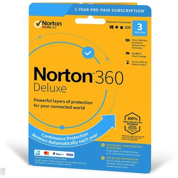 Norton 360 Deluxe + 25 GB Cloud storage 3-Devices 1 year EURO