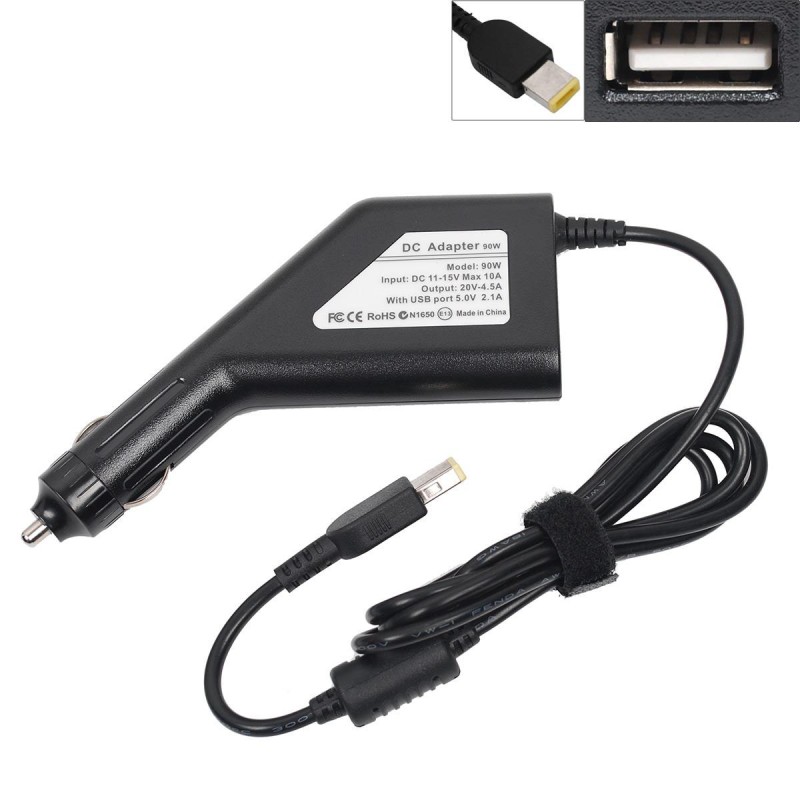 Φορτιστής αυτοκινήτου Lenovo Notebook 20V 90W 4.5A (Square tip) + USB Charger