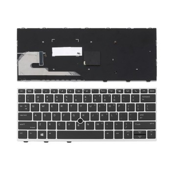 Πληκτρολόγιο HP EliteBook 830 G5, Μαύρο Ασήμι, με Pointing Stick, US/UK (BG Print)