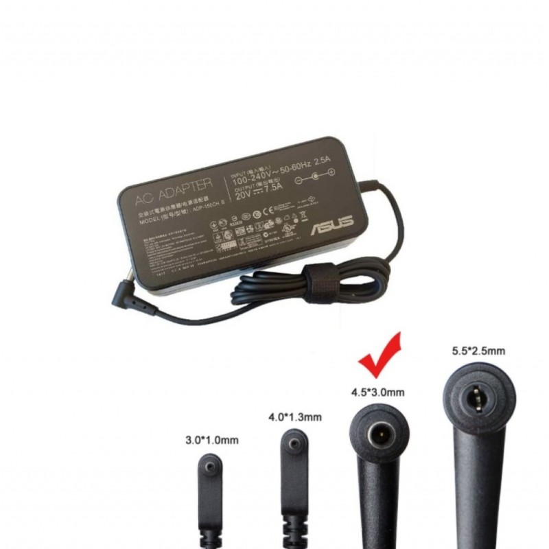 Γνήσιος φορτιστής φορητού υπολογιστή Asus 20V 7.5A 150W - (4.5*3.0)