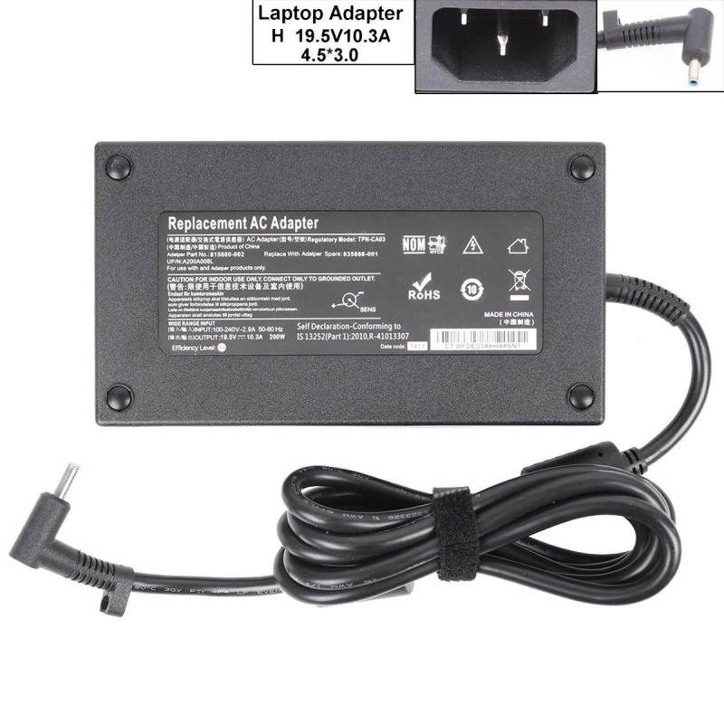 Φορτιστές Laptop HP Notebook - 19.5V / 10.3A / 200W (4.5 x 3.0 x 0.7mm) Blue tip - Αντικατάσταση