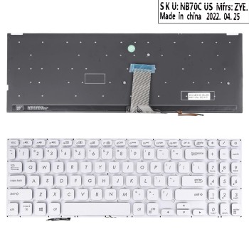 Πληκτρολόγιο Asus VivoBook S530 K530, Ασήμι, US + BL