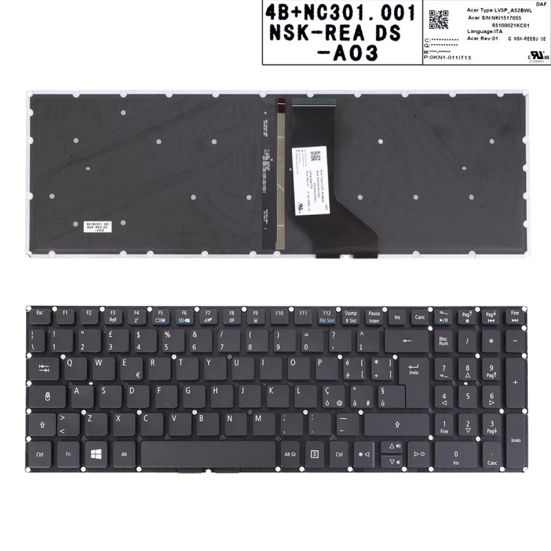 Πληκτρολόγιο Acer Aspire R5-571 R5-571Т Μαύρος Με Backlit, US/UK