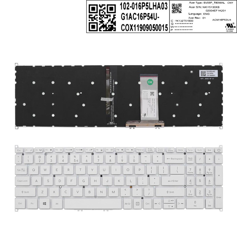 Πληκτρολόγιο Acer Aspire A317-32 A317-51 A317-51G , με Backlit, US/UK