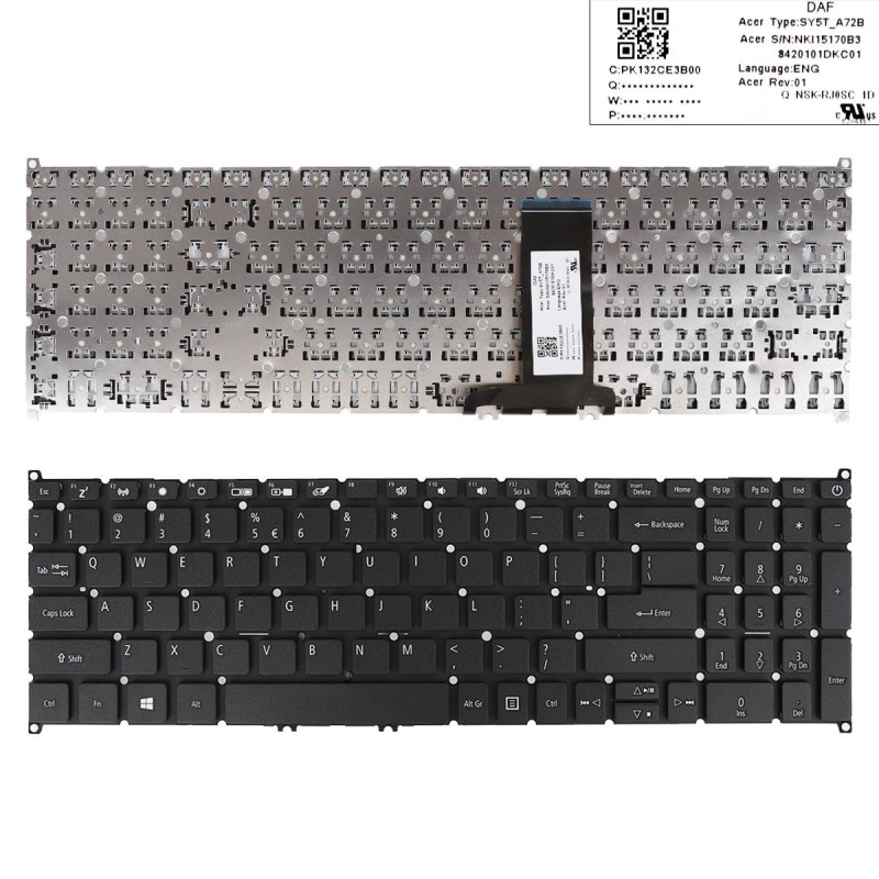 Πληκτρολόγιο Acer Aspire A317-32 A317-51 A317-51G A317-51K A317-51KG A715-74G, Μαύρο, US/UK ( +BG Print)
