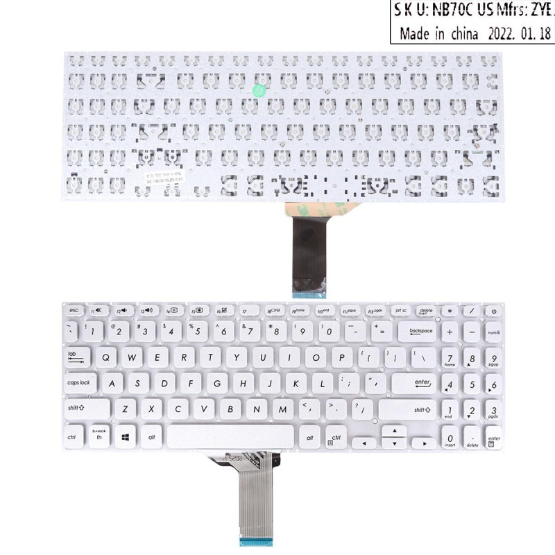 Πληκτρολόγιο Asus VivoBook S530 K530, Ασήμι, US