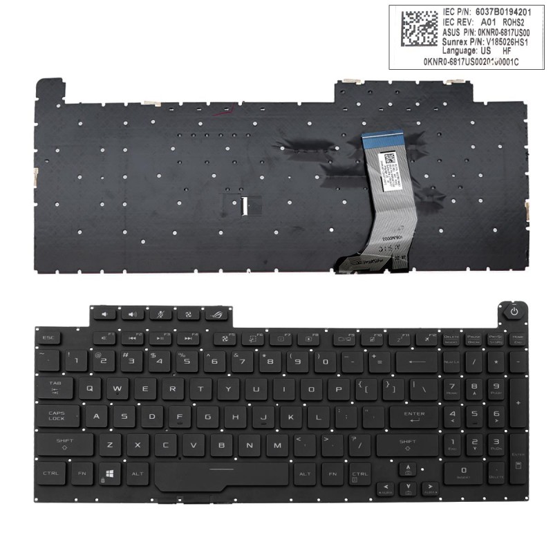 Πληκτρολόγιο Asus ROG Strix G731 G731G G731GT G731GU G731GV G732 G732L G712 G712L, Μαύρο,RGB Backlit, US