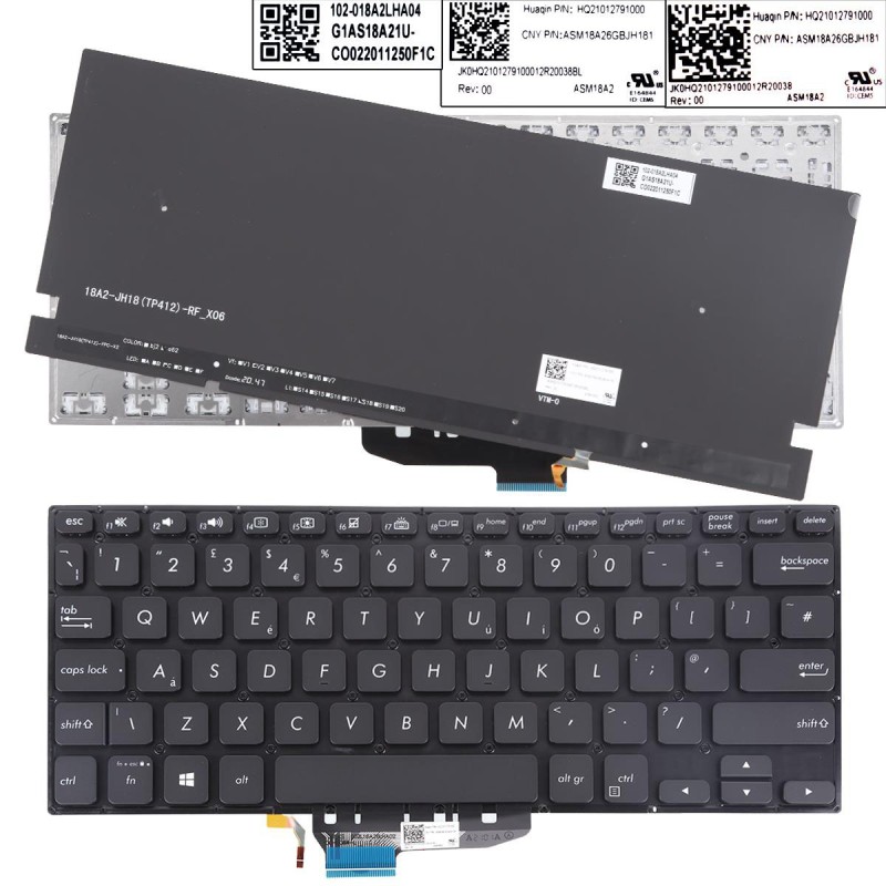 Πληκτρολόγιο Asus VivoBook Flip TP412FAC, Μαύρο με Backlit, US
